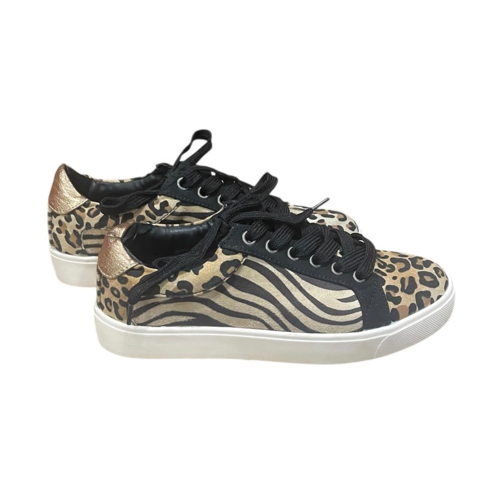 Dirty Laundry Animal Print Sneakers Leopard Zebra‎ Gold Accent Size 5.5